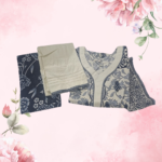 black n white cotton suit with mul dupatta