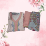 Pink color cotton lawn suit with mul cotton dupatta